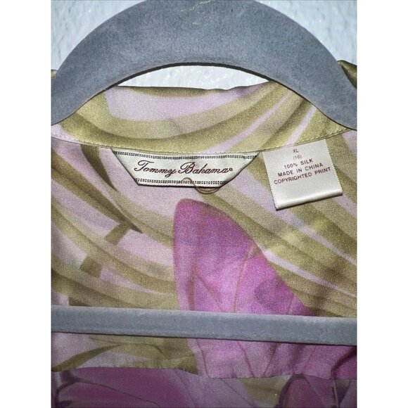 Vintage 90s Tommy Bahama Womens XL Silk Satin Butterfly Button Shirt Blouse 2pc - Picture 2 of 16